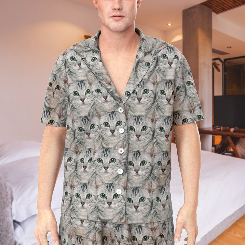 Custom Face Pajamas Men's Short Sleeve Pyjamas