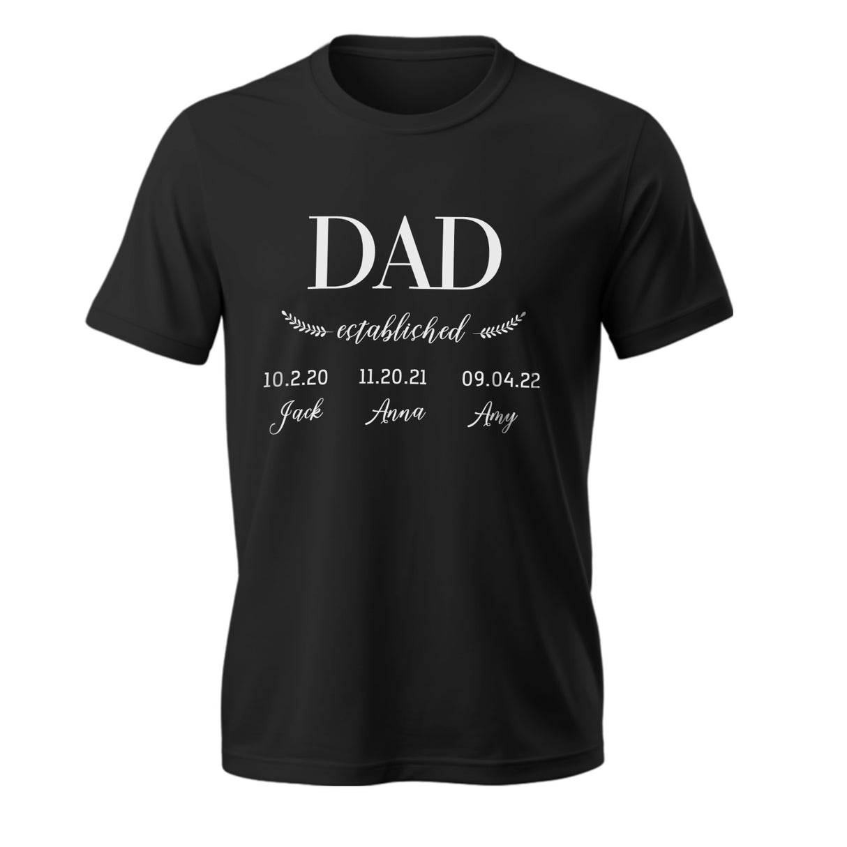 Personalized Daddy Established T-Shirt Father's Day Birthday Gift for Dad Grandpa