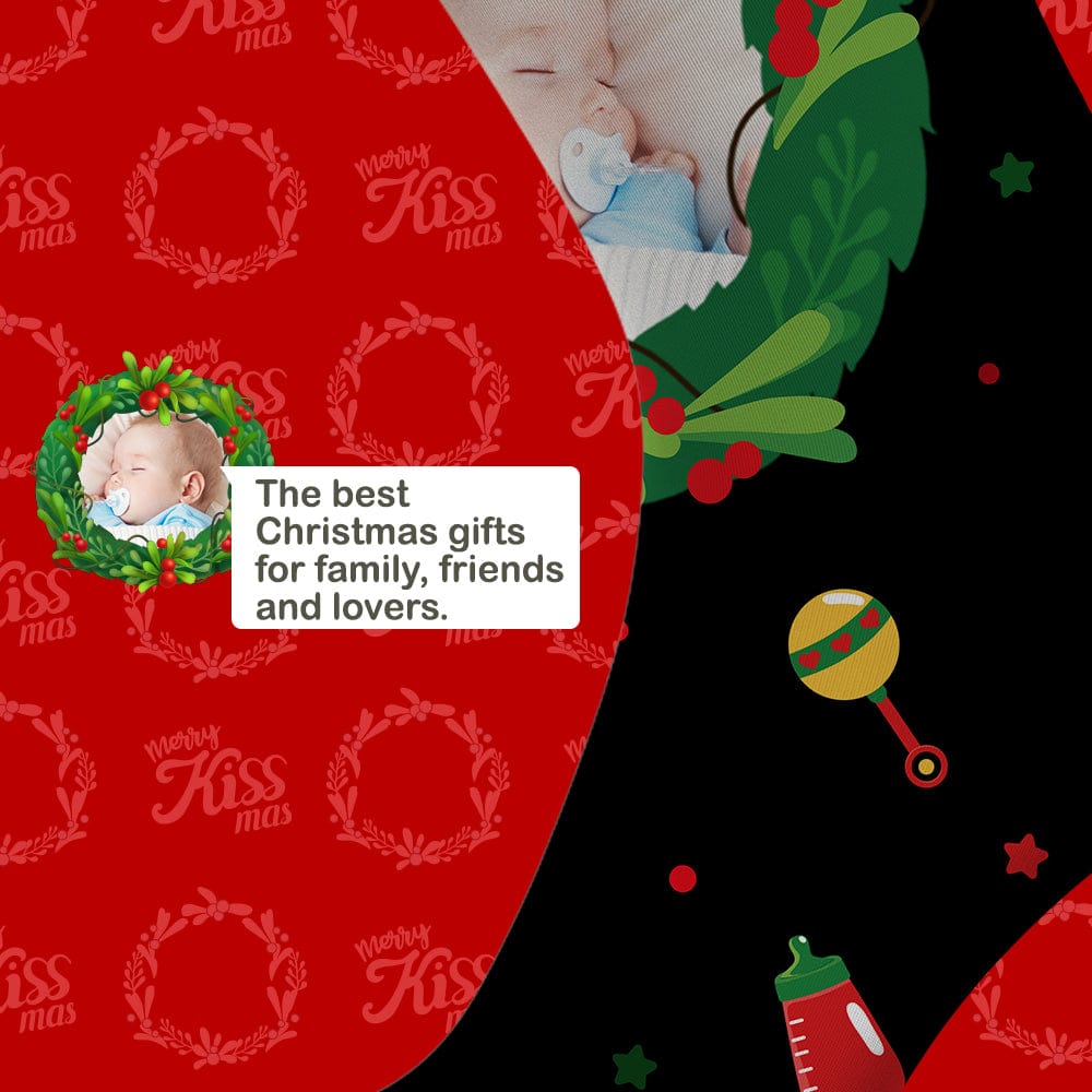 Personalized Photo Socks Christmas Mistletoe and Feeding Bottle Socks Gifts for Family
