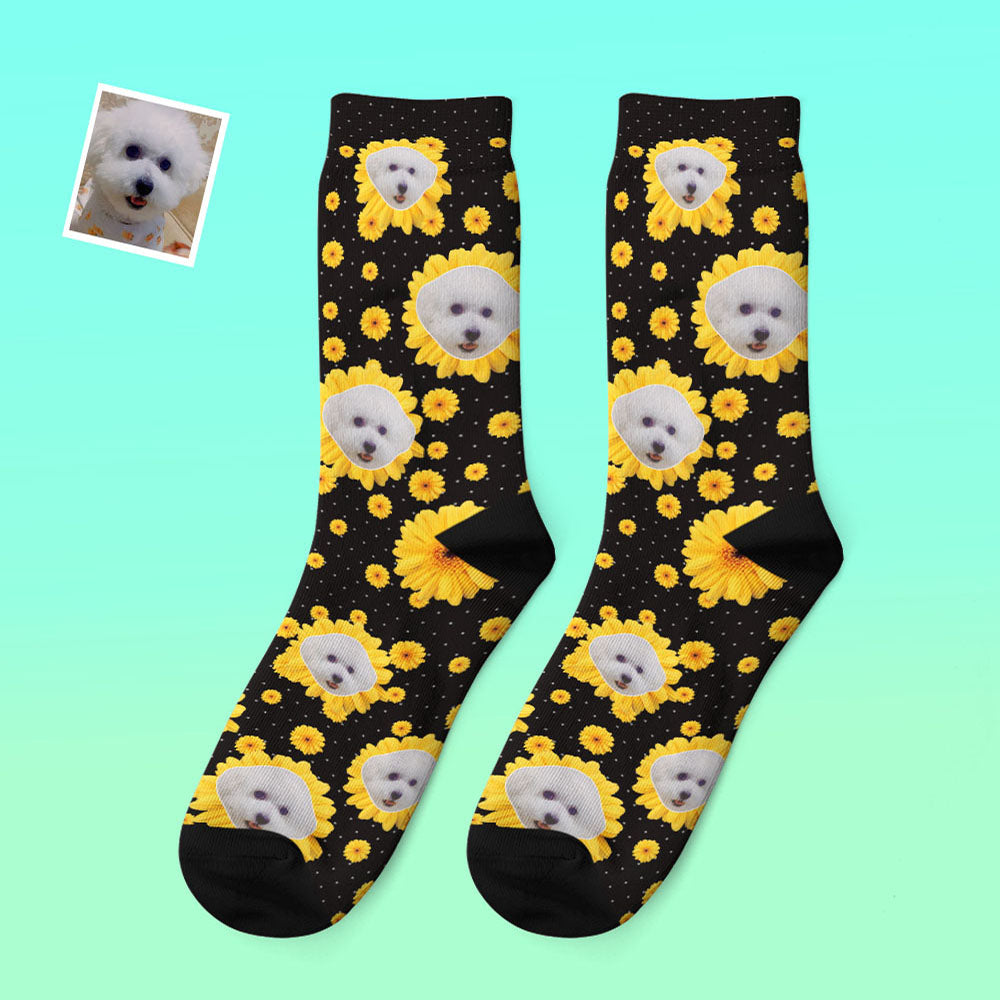 Custom Photo Thick Socks Little Daisy Colorful Pet Gifts