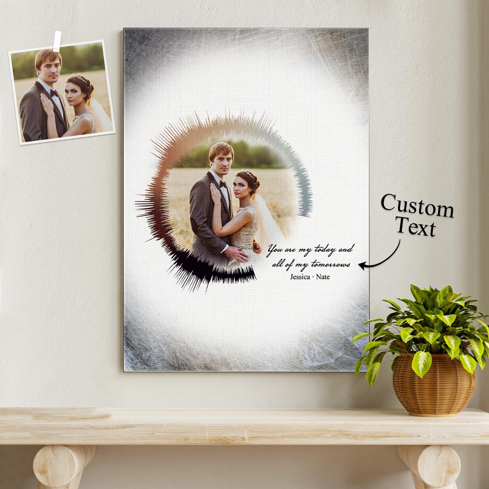 Custom Painting Round Sound Wave Photo Print Personalized Soundwave Text Canvas Amazing Wedding Gift Anniversary Gifts