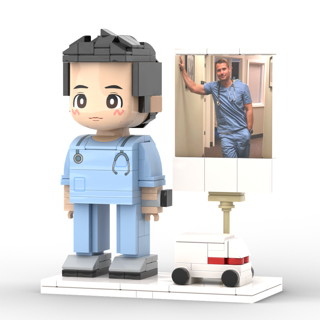 Full Body Customized 1 Person Brick Figures with Photo Doctor Theme Gift Birthday Gift Valentines Gift Father's