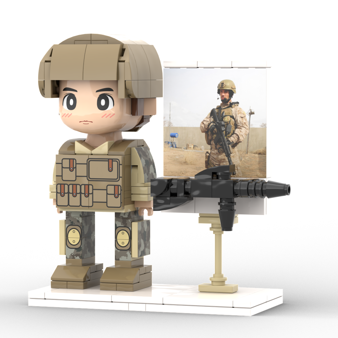 Body Customized 1 Person Brick Figures with Photo Soldier Theme Gift Birthday Gift Valentines Gift Father's