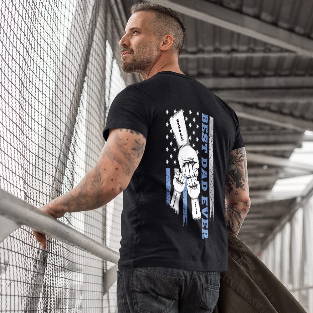 Personalized Fist Bump T-Shirt Custom Engraved Back Printed T-Shirt Father's Day Gift