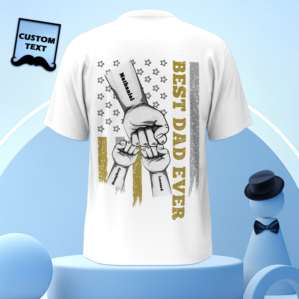 Personalized Fist Bump T-Shirt Custom Engraved Back Printed T-Shirt Father's Day Gift