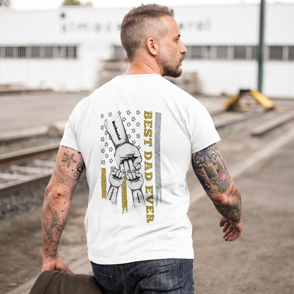 Personalized Fist Bump T-Shirt Custom Engraved Back Printed T-Shirt Father's Day Gift