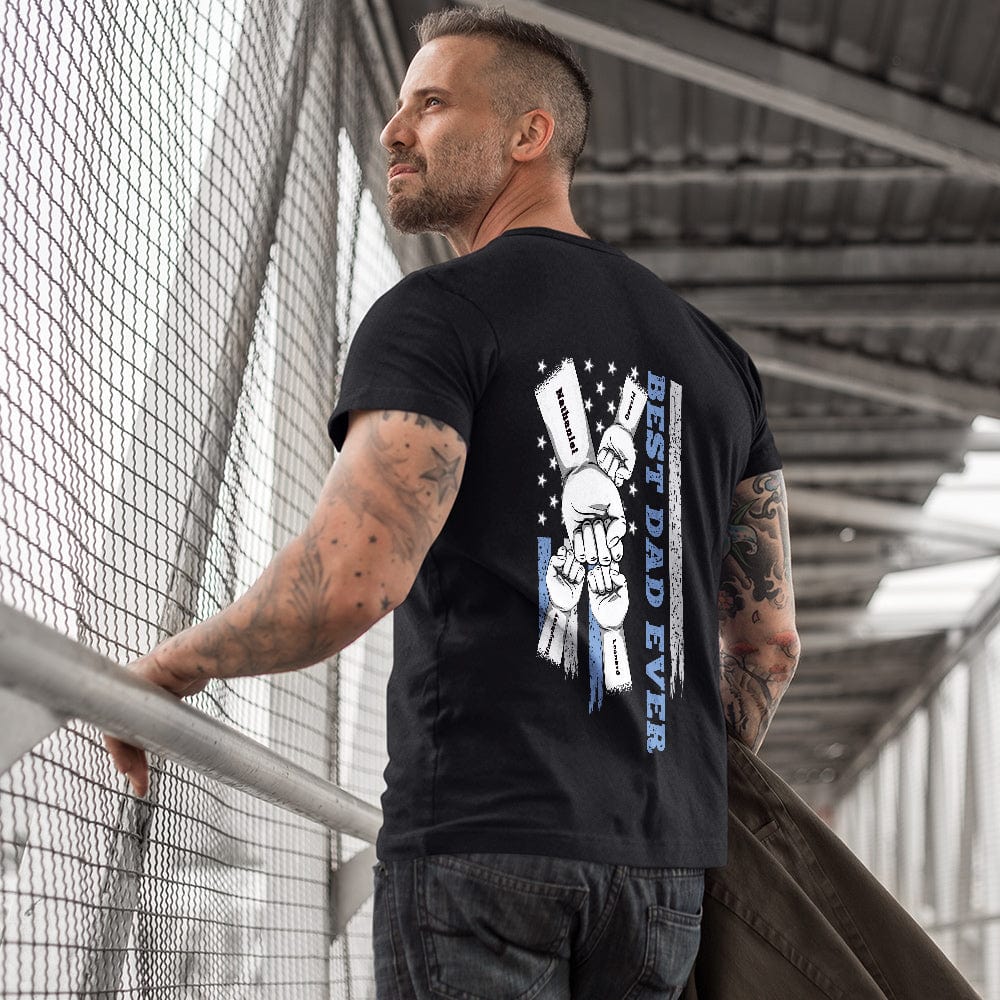 Personalized Fist Bump T-Shirt Custom Engraved Back Printed T-Shirt Father's Day Gift