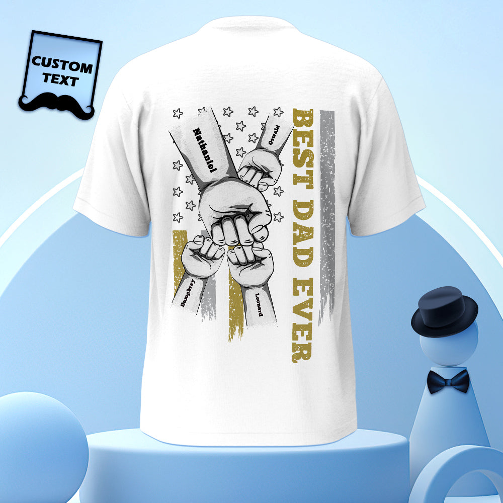 Personalized Fist Bump T-Shirt Custom Engraved Back Printed T-Shirt Father's Day Gift