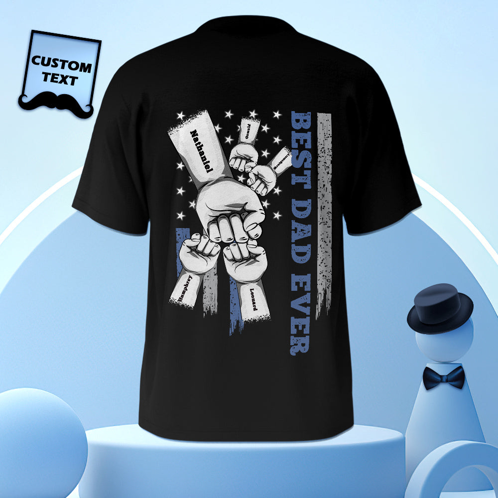Personalized Fist Bump T-Shirt Custom Engraved Back Printed T-Shirt Father's Day Gift