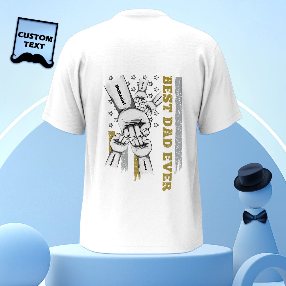 Personalized Fist Bump T-Shirt Custom Engraved Back Printed T-Shirt Father's Day Gift