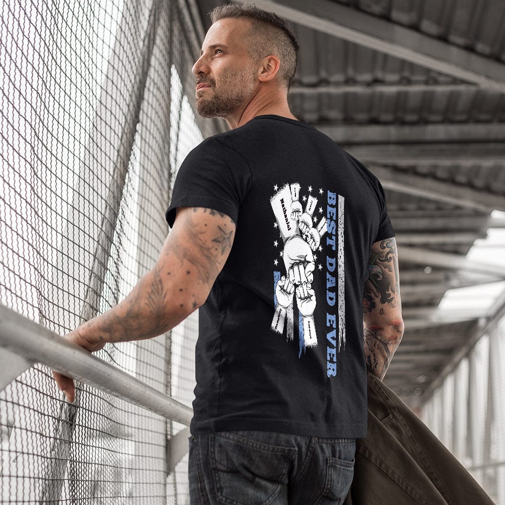 Personalized Fist Bump T-Shirt Custom Engraved Back Printed T-Shirt Father's Day Gift