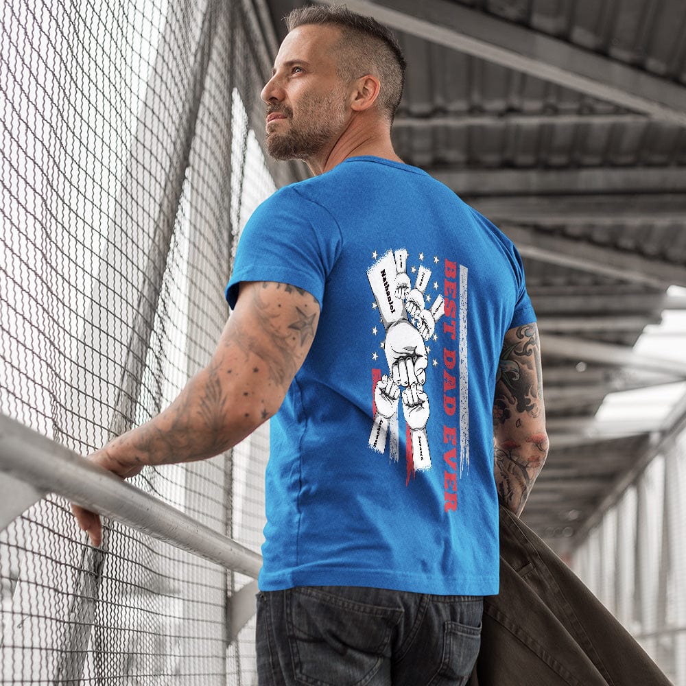 Personalized Fist Bump T-Shirt Custom Engraved Back Printed T-Shirt Father's Day Gift