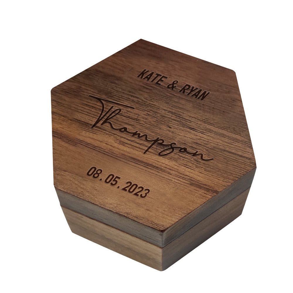 Six styles of Customized Hexagon Wooden Jewelry Box Wedding Ring Box