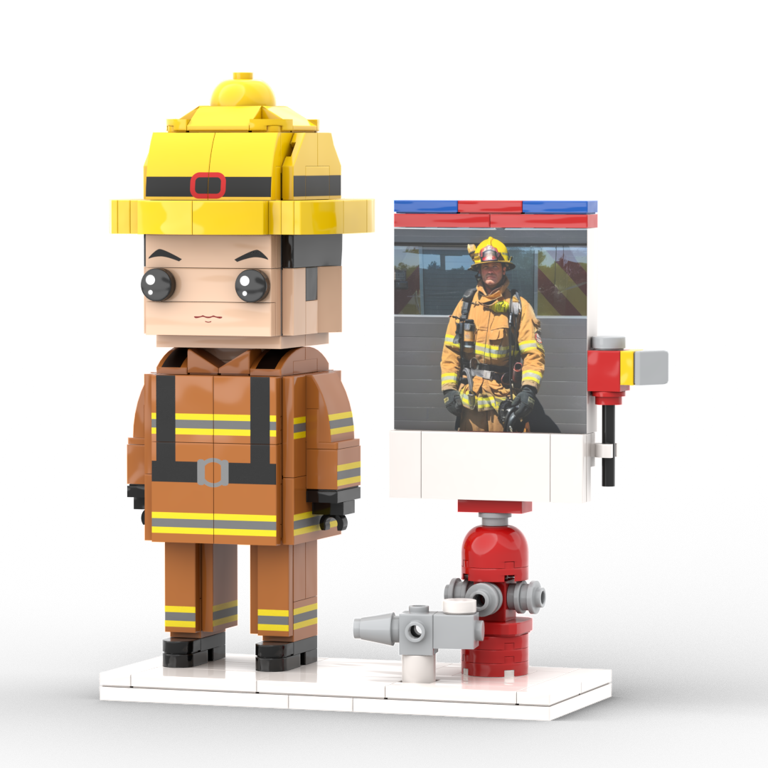 Body Customized 1 Person Brick Figures with Photo Firemen Theme Gift Birthday Gift Valentines Gift Father's