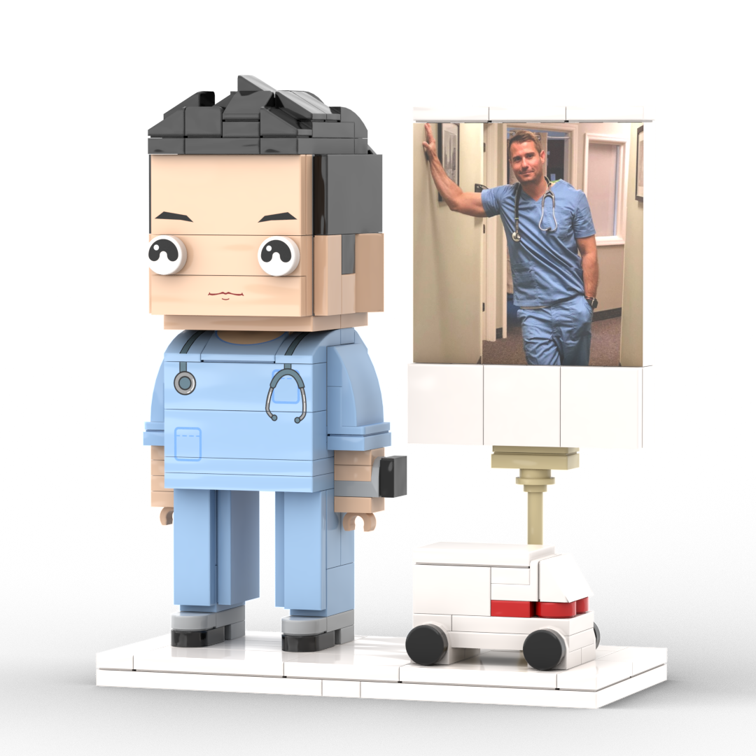 Full Body Customized 1 Person Brick Figures with Photo Doctor Theme Gift Birthday Gift Valentines Gift Father's