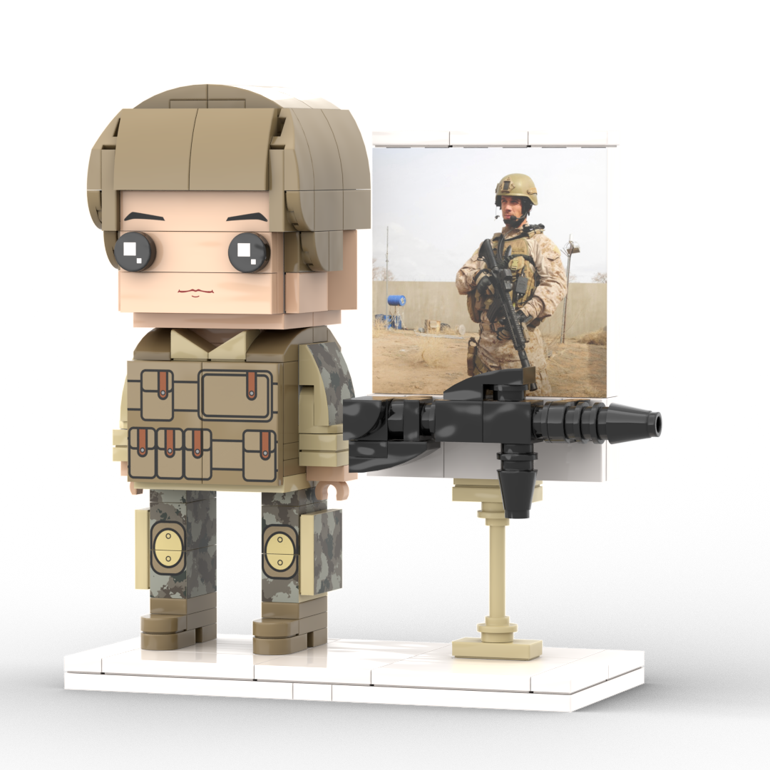 Body Customized 1 Person Brick Figures with Photo Soldier Theme Gift Birthday Gift Valentines Gift Father's