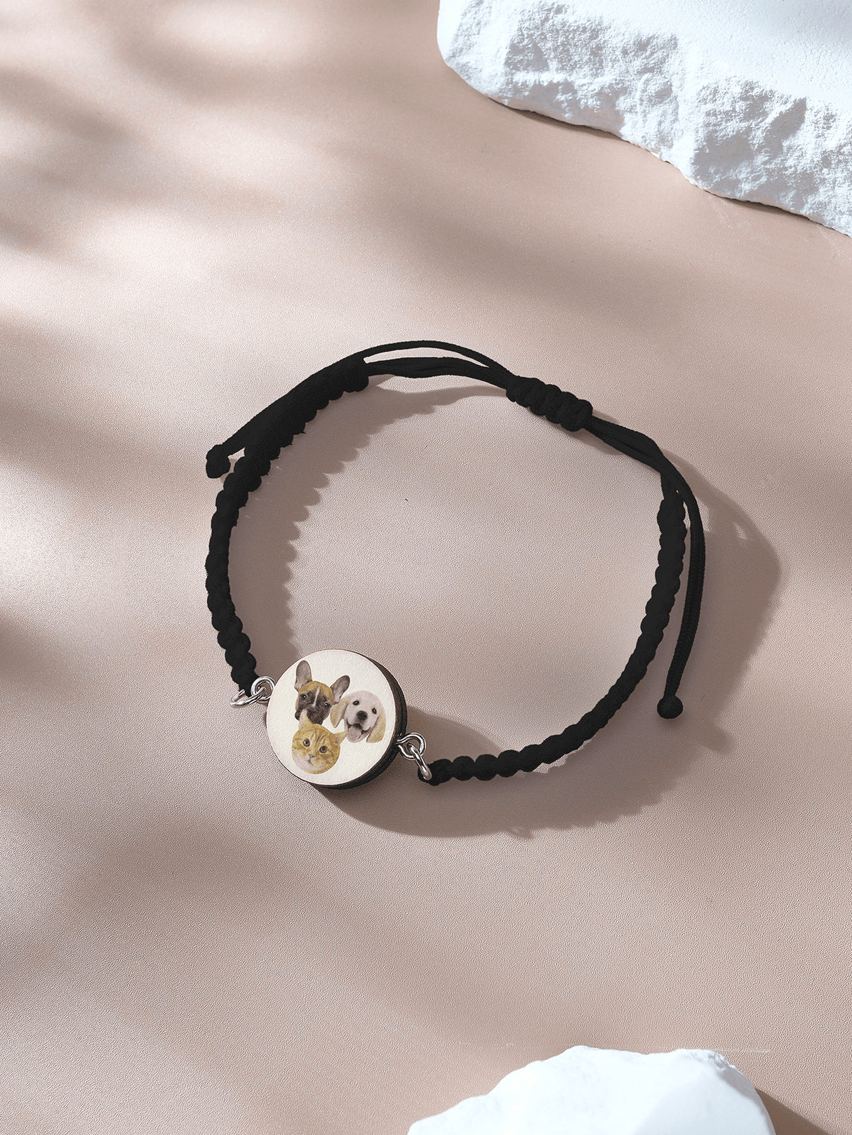 Personalized Pet Portrait Adjustable Braided Bracelet Birthday Gift for Pet Lover