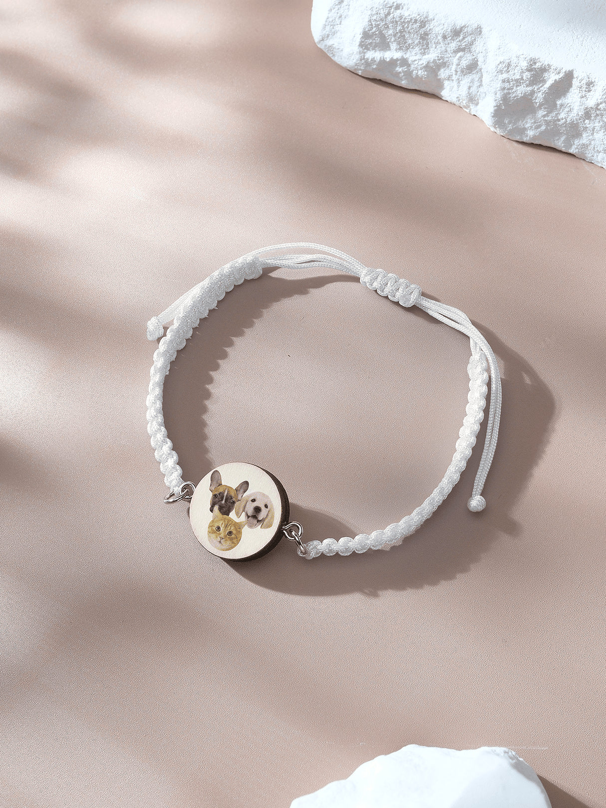 Personalized Pet Portrait Adjustable Braided Bracelet Birthday Gift for Pet Lover