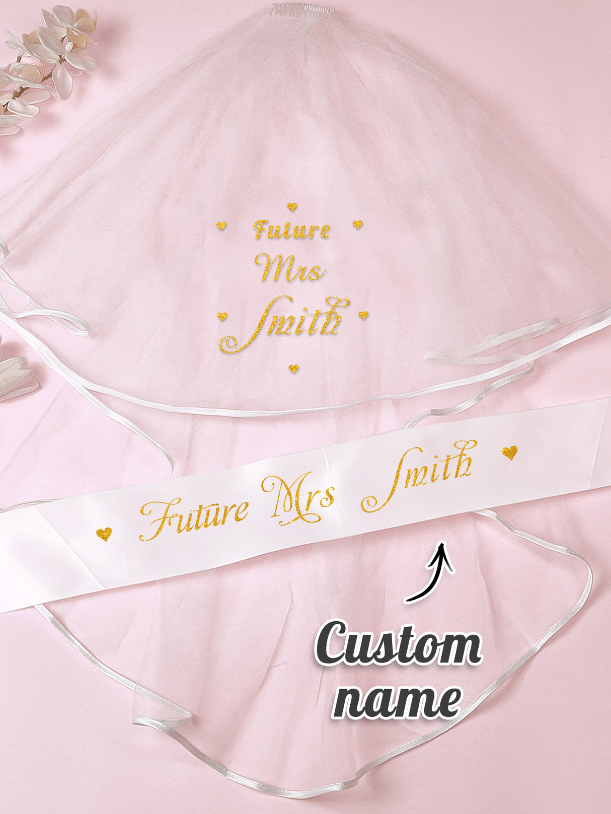 Personalized Bride Veil Sash Set Bride to be Veil Hen Party Accessories