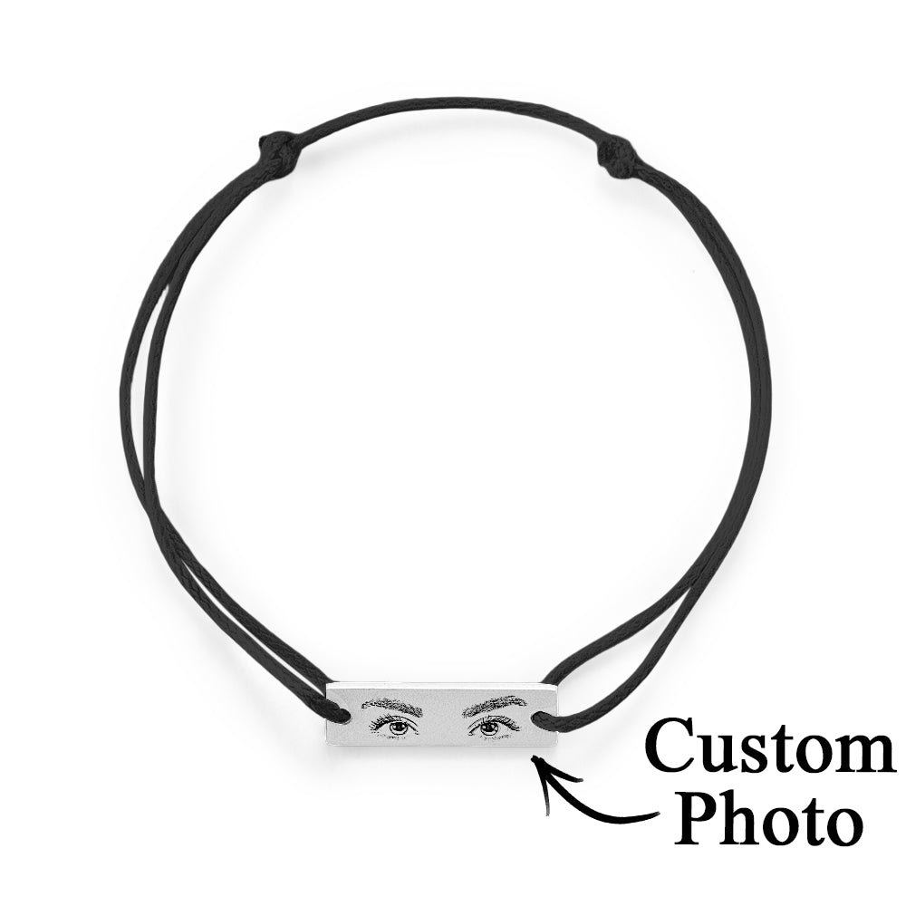 Custom Engraved Bracelet With Eyes Photo Eyes of Love Bracelet