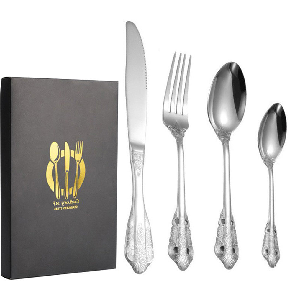 Wedding Stainless Steel Knives and Forks Vintage Embossed Cutlery Gift for Wedding