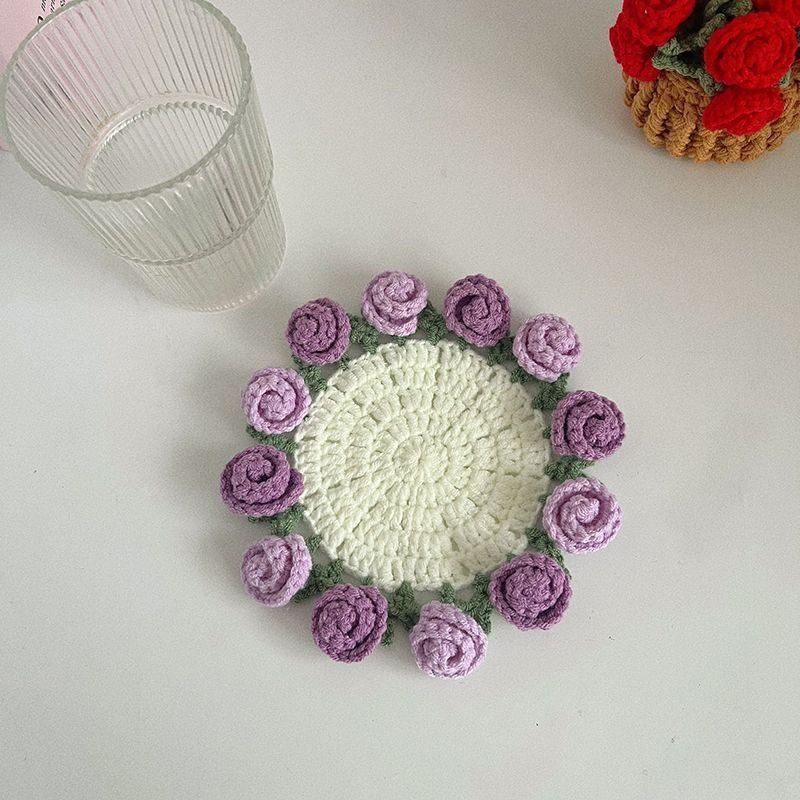 Handmade Crochet Flower Coaster Crochet Flower Bouquet Coaster Gift for Her