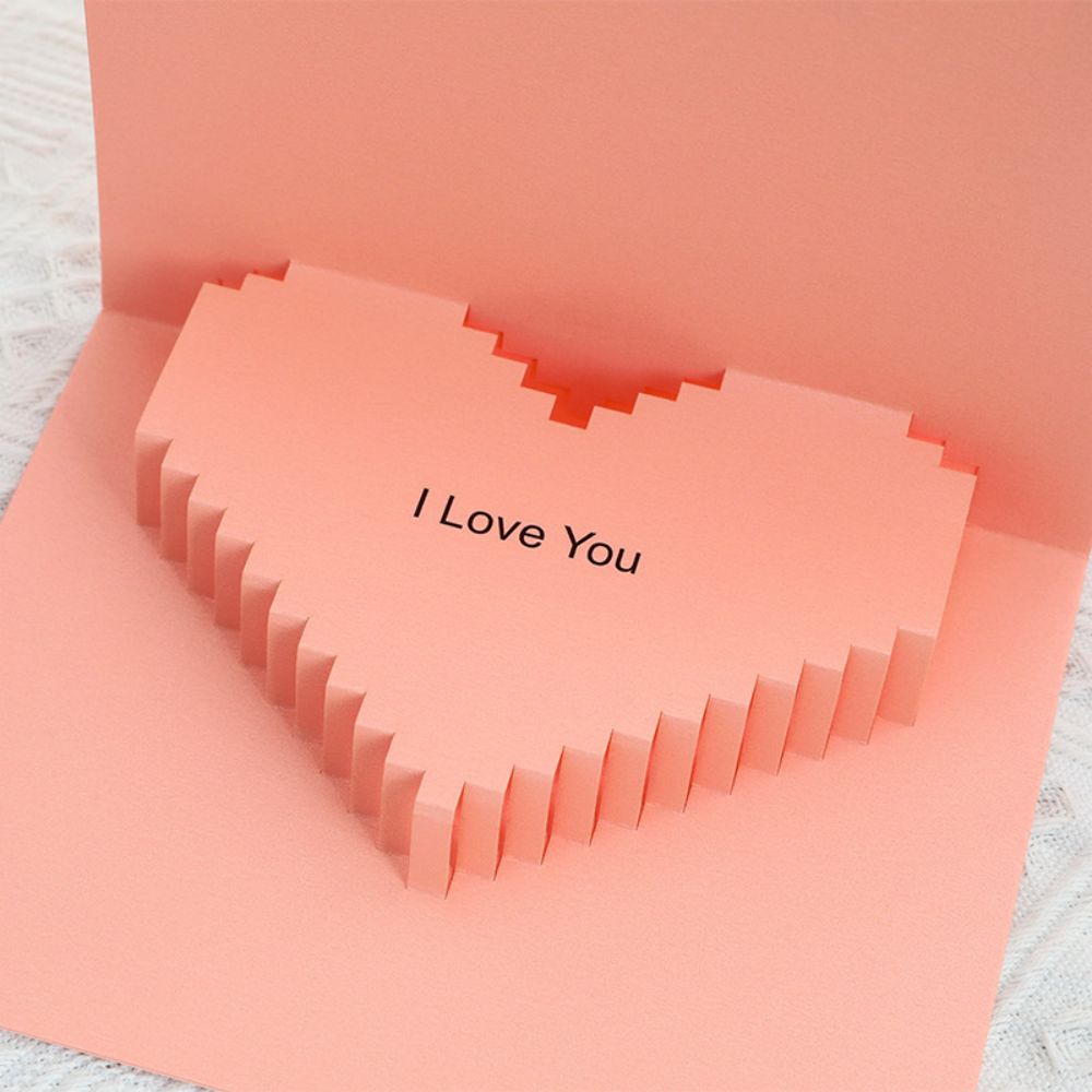 3D Creative Valentine's Day Wedding Pop Up Card Romantic Pink Heart Pop Up Greeting Card