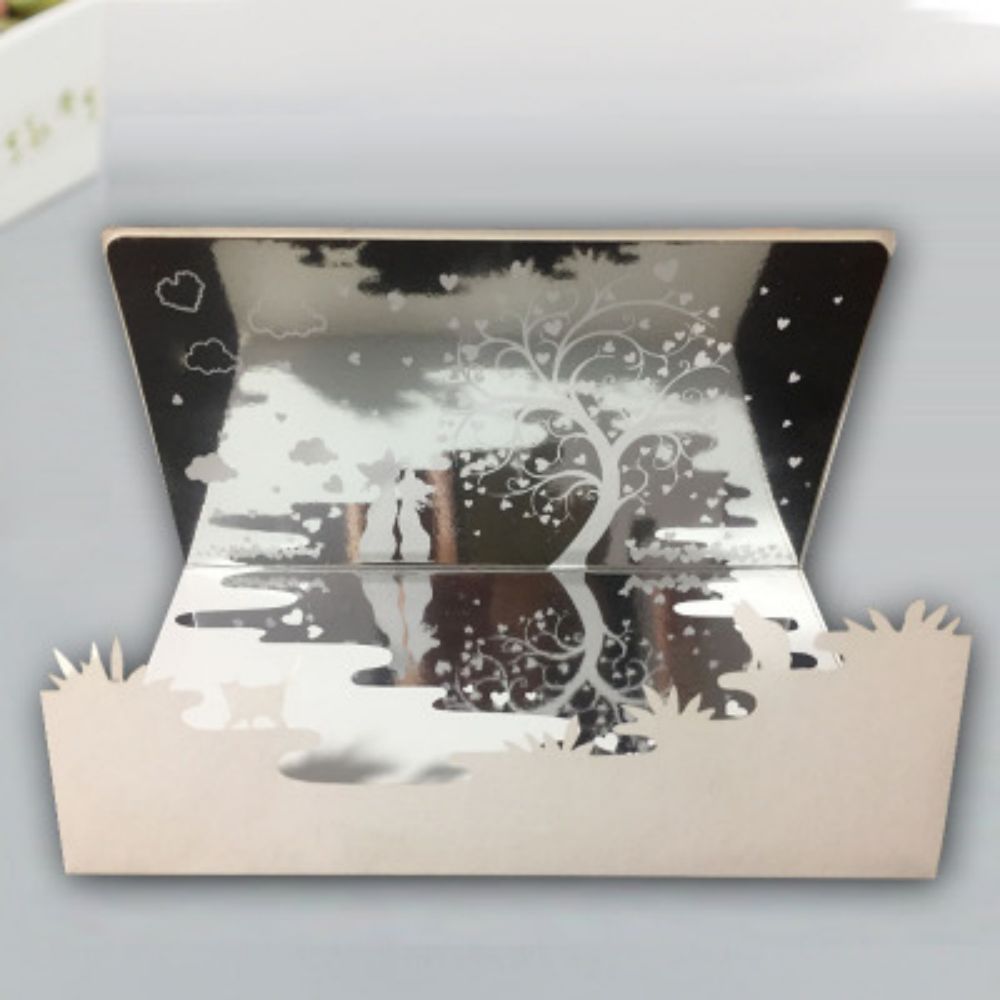 3D Creative Valentine's Day Wedding Pop Up Card Mirror Inverted Image Pop Up Greeting Card
