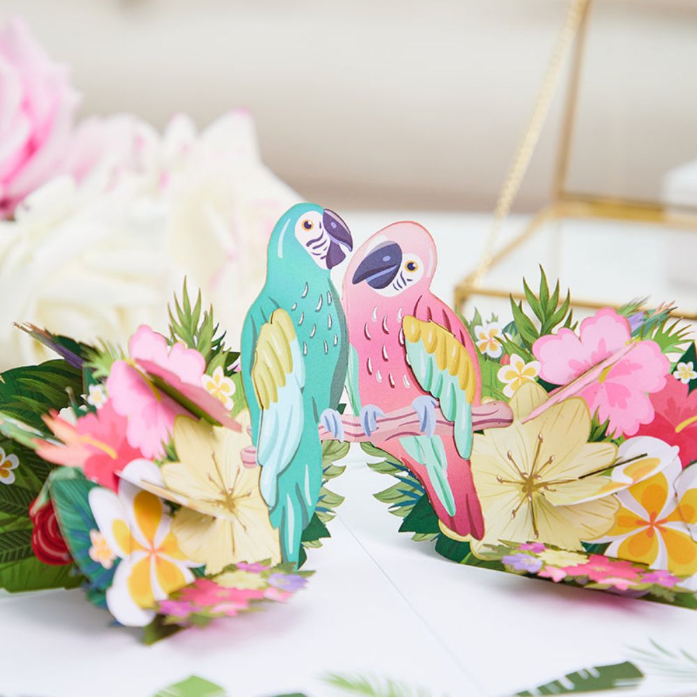 Love Birds Flower Wedding 3D Pop Up Greeting Card