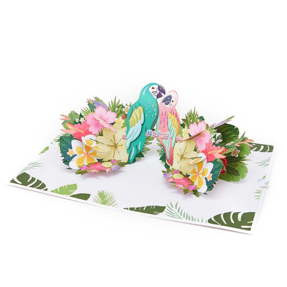 Love Birds Flower Wedding 3D Pop Up Greeting Card