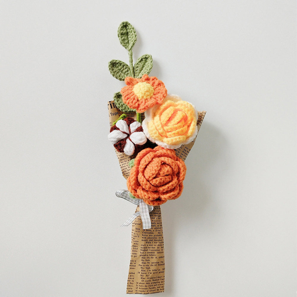 Crochet Flowers Bouquet Handmade Knitted Rose Bouquet Gift for Her Wedding Gift