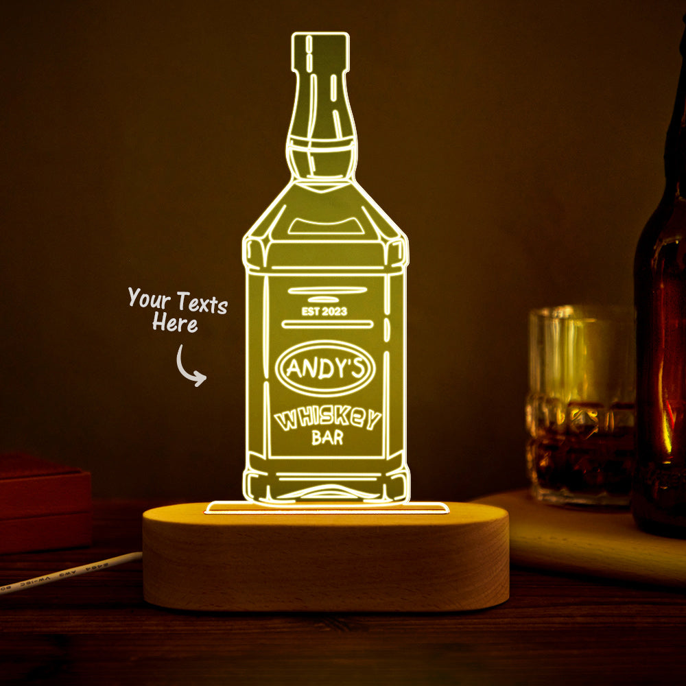 Personalized Liquor Night Light 7 Colors Acrylic Wine 3D Lamp Father's Day Gifts