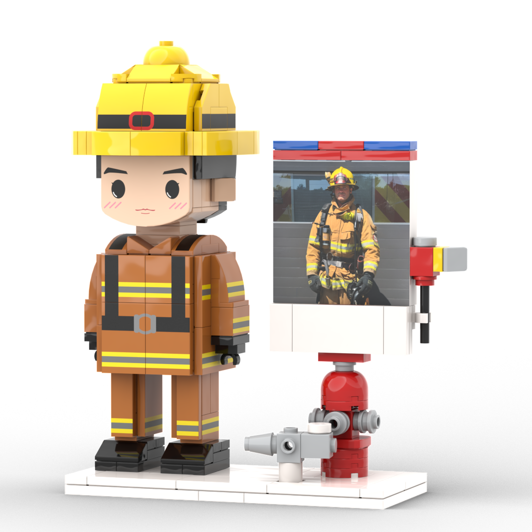 Body Customized 1 Person Brick Figures with Photo Firemen Theme Gift Birthday Gift Valentines Gift Father's