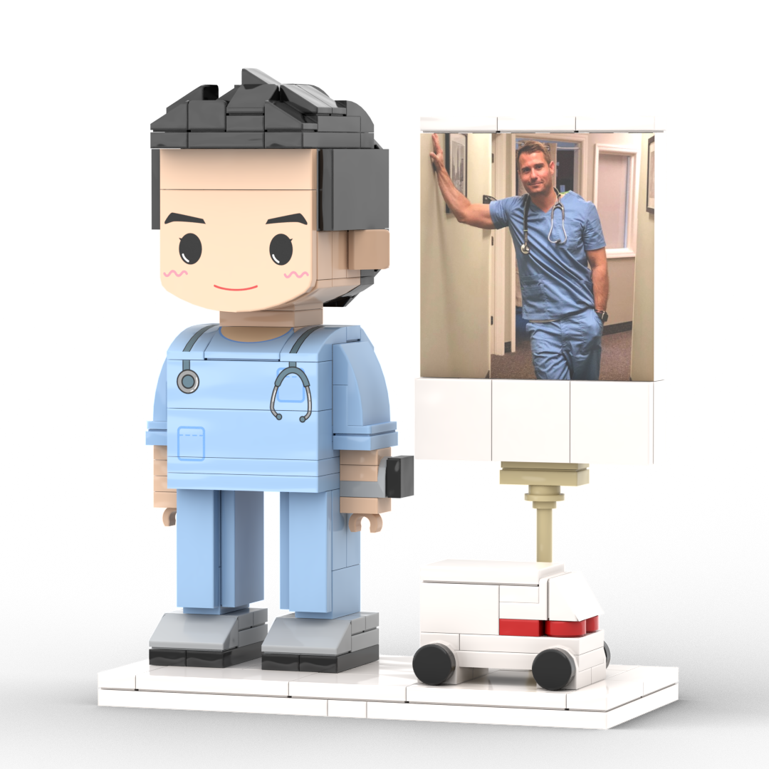 Full Body Customized 1 Person Brick Figures with Photo Doctor Theme Gift Birthday Gift Valentines Gift Father's