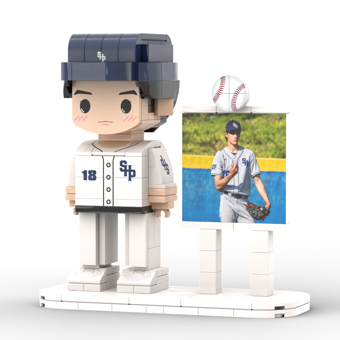 Body Customized 1 Person Brick Figures with Photo Baseball Theme Gift Birthday Gift Valentines Gift Father's