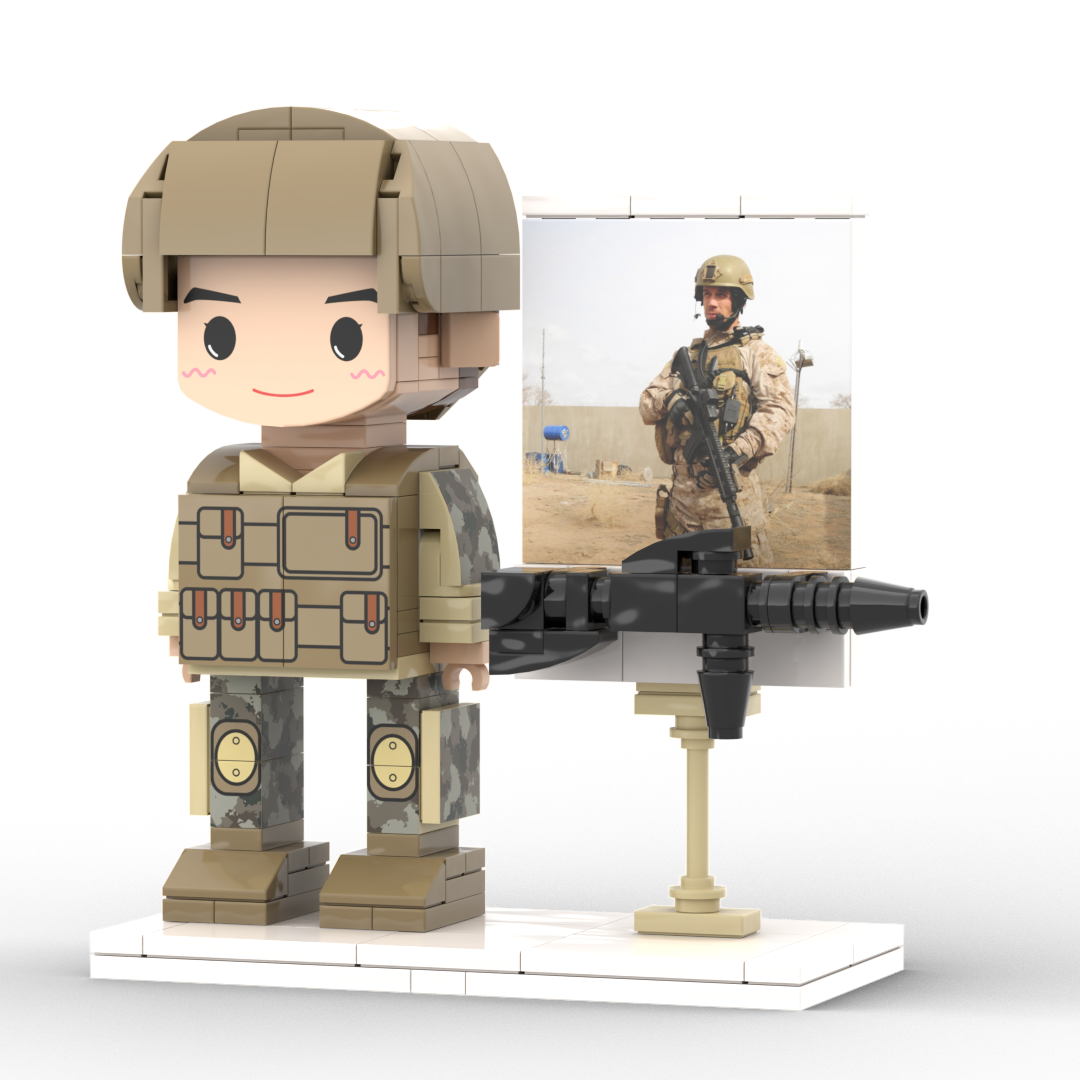 Body Customized 1 Person Brick Figures with Photo Soldier Theme Gift Birthday Gift Valentines Gift Father's