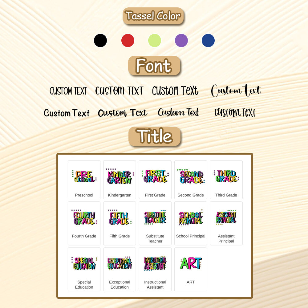 Personalized Glitter Acrylic Beaded Tassel Lanyard with Name Back to School Gift for Teacher