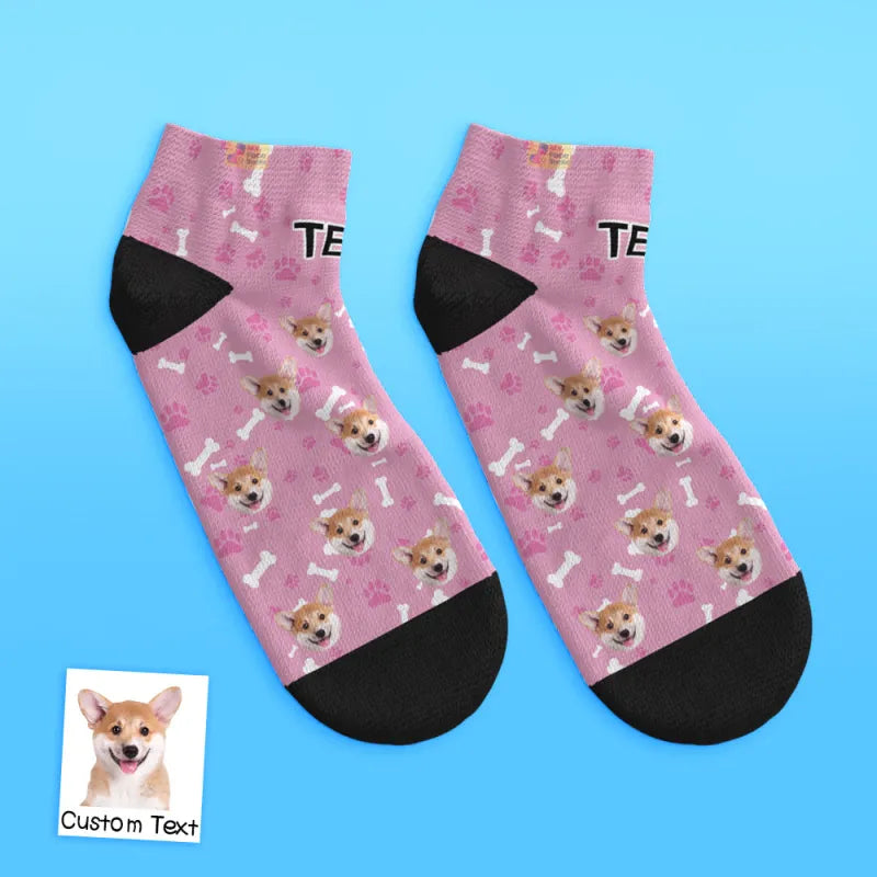 Custom Face Low Cut Ankle Socks with Dog Gift for Pet Lover