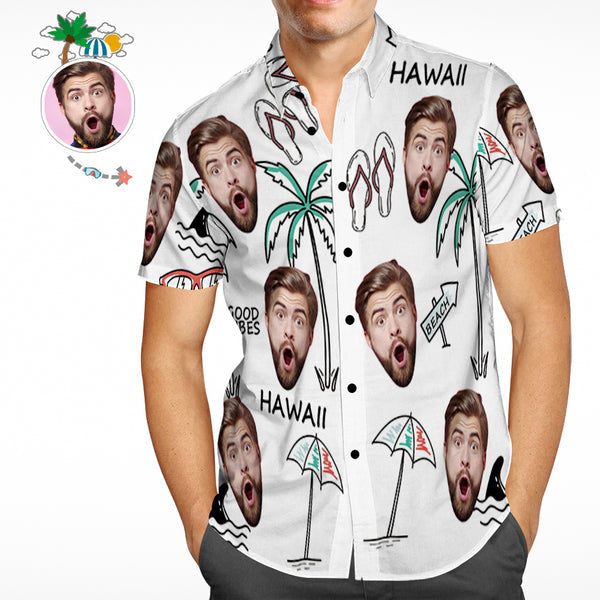 Custom Face Beach Shirts Personalized Summer Holiday Short Sleeve Hawaiian Shirt