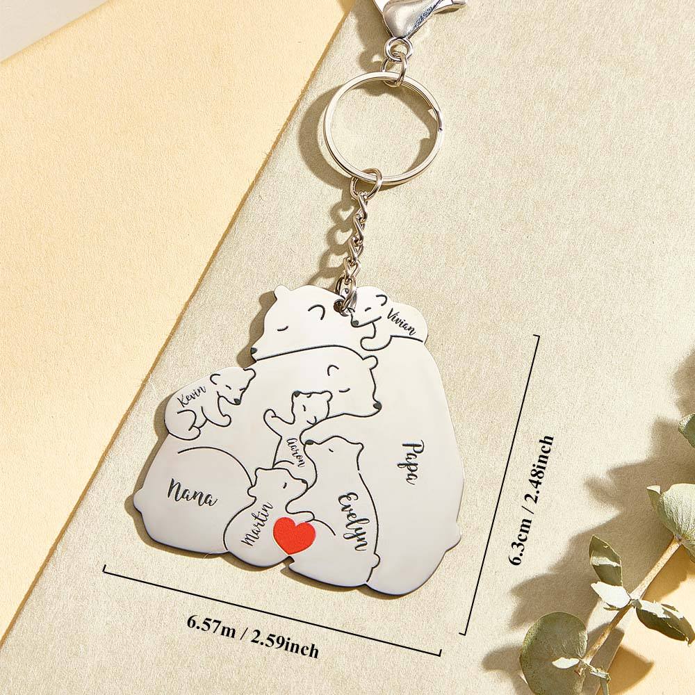 Personalized Engraved Papa Mama Bear Keychain Family Keepsake Gift for Dad Mom