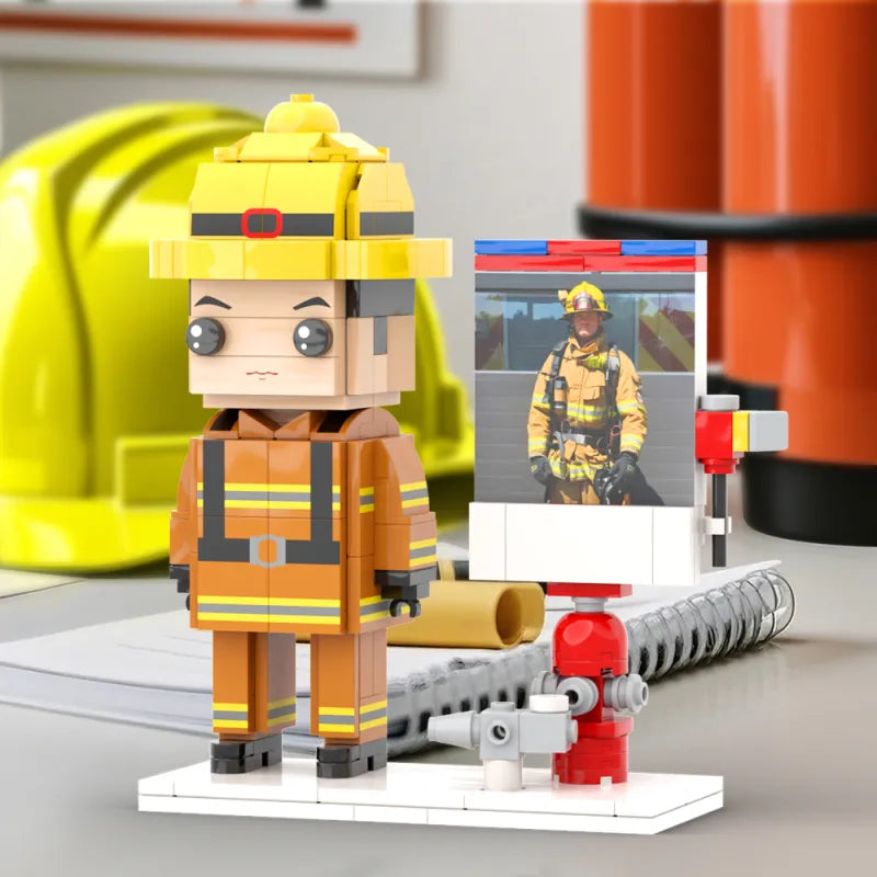 Body Customized 1 Person Brick Figures with Photo Firemen Theme Gift Birthday Gift Valentines Gift Father's