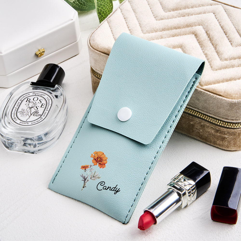 Custom Engraved Birth Flower Makeup Brush Set Wedding Gift