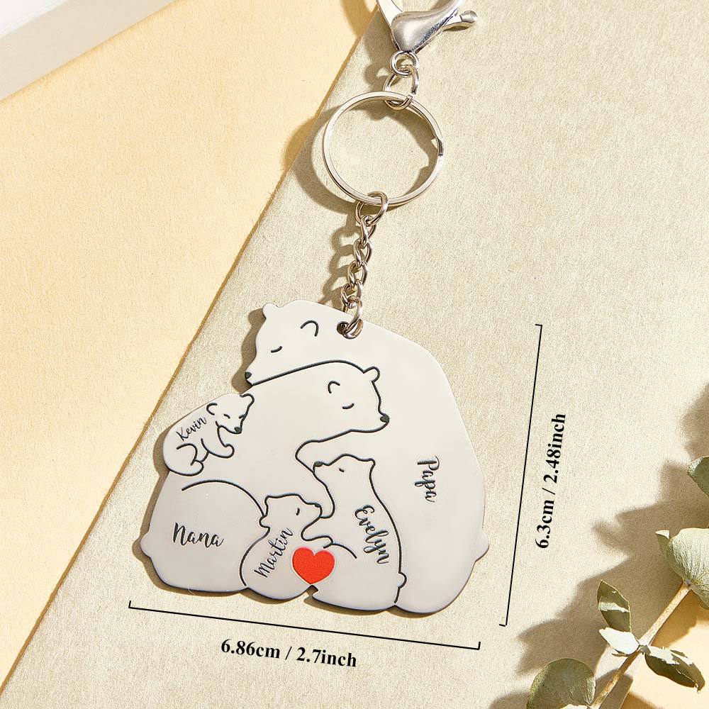 Personalized Engraved Papa Mama Bear Keychain Family Keepsake Gift for Dad Mom