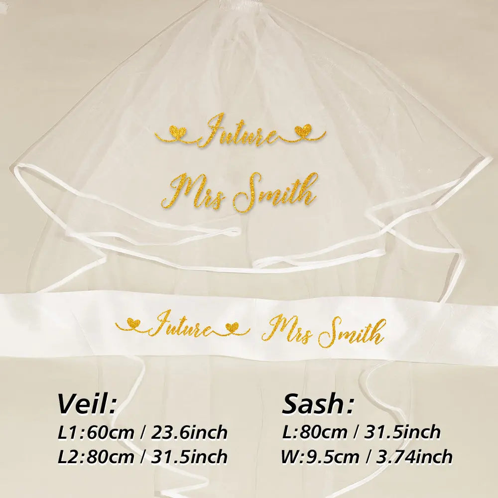 Personalized Bride Veil Sash Set Bride to be Veil Hen Party Accessories