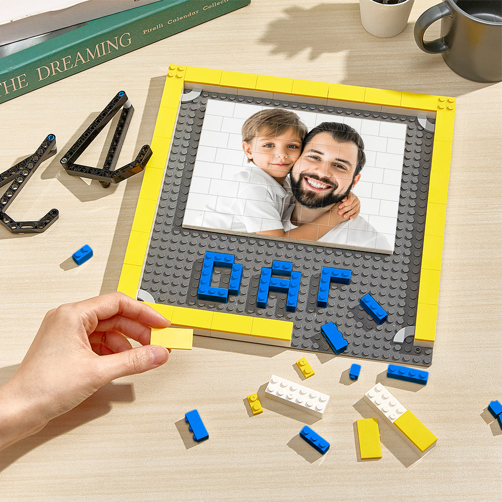 Personalized Photo Building Brick Puzzles Custom Dad Building Block Picture Frame Father's Day Gifts