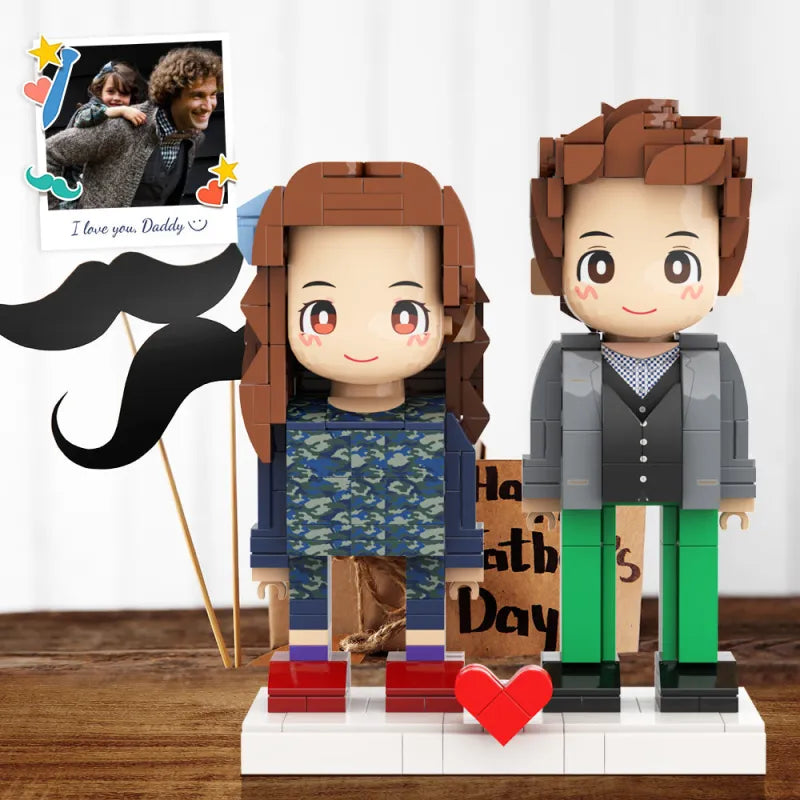Full Body Customized 2 People Duddu Brick Figures Father's Day Gift for Dad