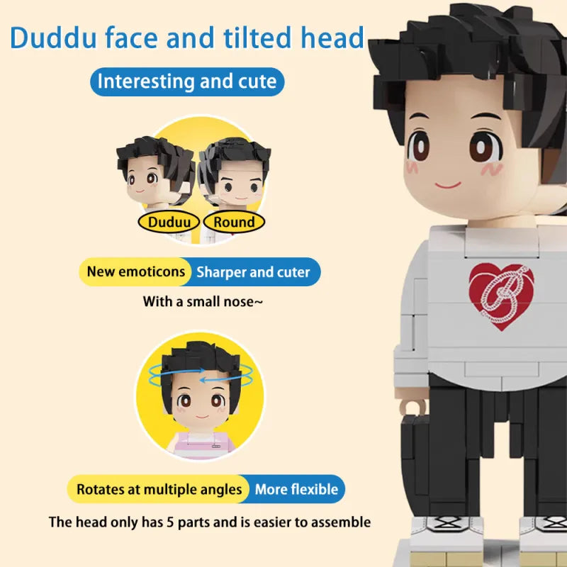 Full Body Customized 2 People Duddu Brick Figures Creative Father's Day Gift Stylish Grey Hair Old Daddy
