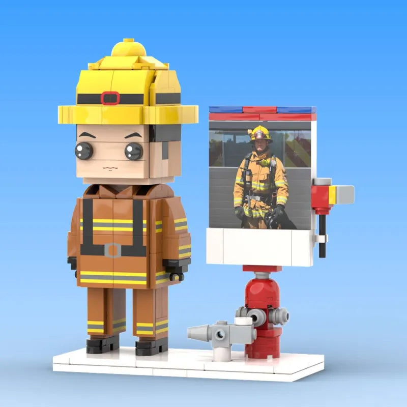 Body Customized 1 Person Brick Figures with Photo Firemen Theme Gift Birthday Gift Valentines Gift Father's