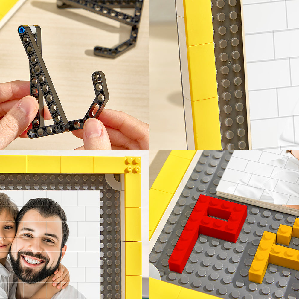 Personalized Photo Building Brick Puzzles Custom Papa Building Block Picture Frame Father's Day Gifts