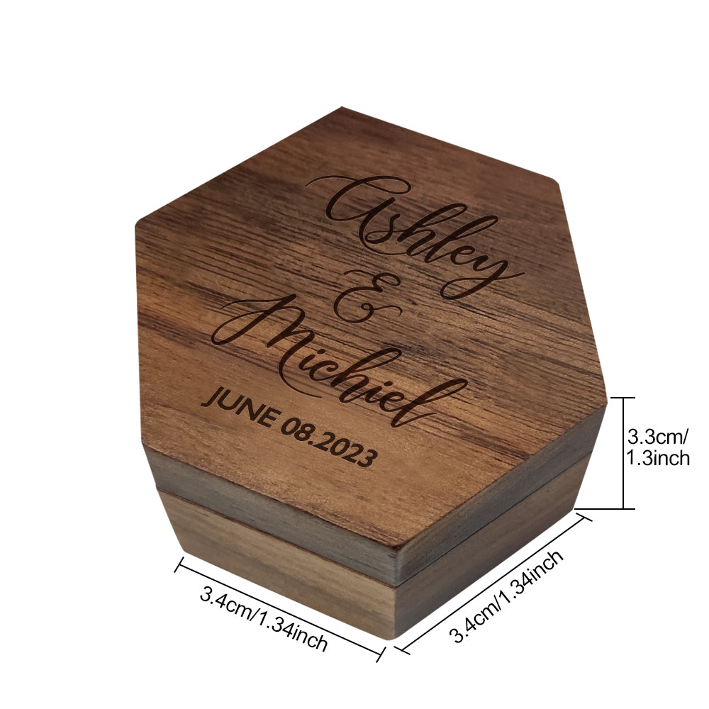 Six styles of Customized Hexagon Wooden Jewelry Box Wedding Ring Box